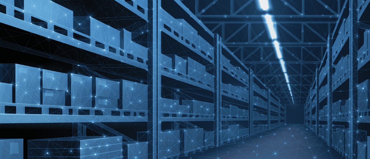 warehouse with stocked shelves