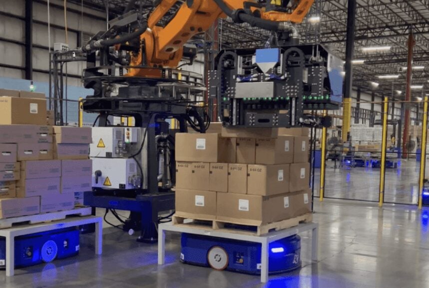 robotic pick arm,dynamic pallet arms,palletizing arm