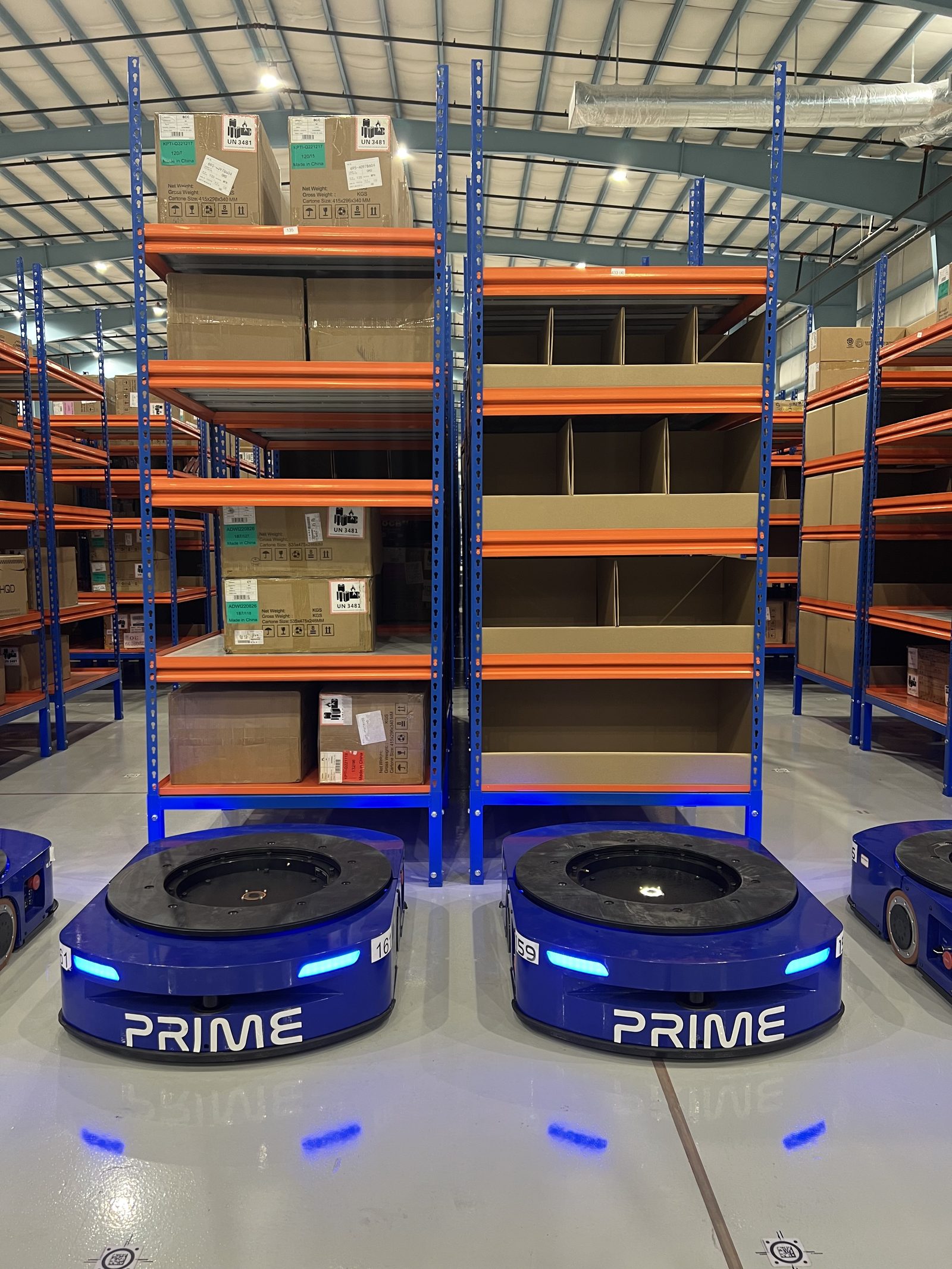 Prime MobileShelf AMR fleet — same platform for standard and Arctic cold storage operations